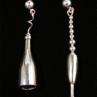 Champagne Bottle and Glass Earrings with Bubbles