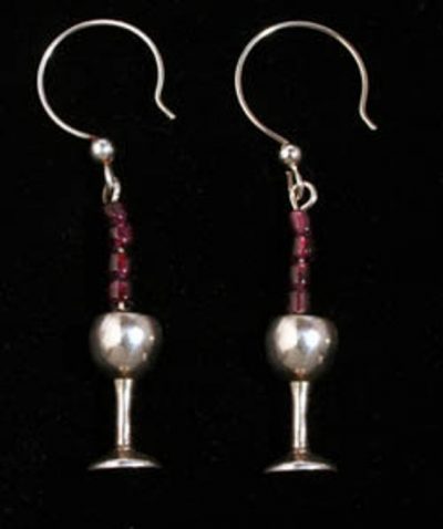 Wine glass earrings with Garnets