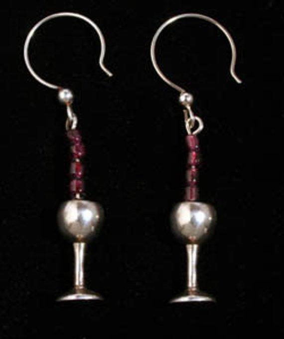 Handmade wine glass earrings